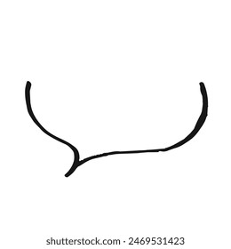 Handwritten-style half speech bubbles in pen drawings.