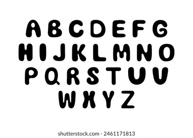Handwrittern alphabet letters. Hand drawn vector latin alphabet. Hand drawn English uppercase letters. Abc lettering