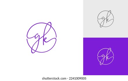 Handschrift-GK-Logo-Design, Vektorgrafik