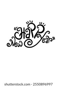Handwritting for happy new year text