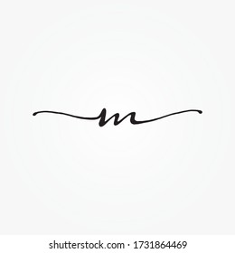 handwritting M letter logo design vector