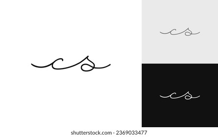 Handwritting signature letter CS logo design