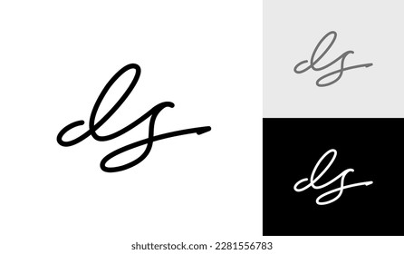 Handwritting or signature letter DS monogram logo design vector