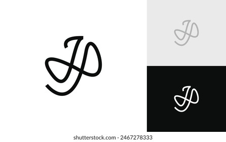 Handwritting signature letter JP initial logo design