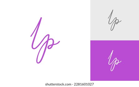 Handwritting or signature letter LP monogram logo design vector