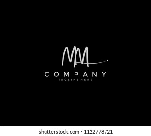Handwritting Signature Letter MM Logotype