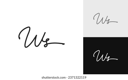 Handwritting signature letter WS logo design