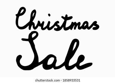 Handwritting text Christmas Sale. Vector illustration for card, poster, banner. Handlettering inscription.