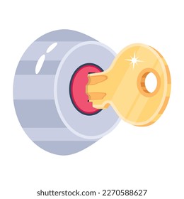 A handy 2d icon of lock key 