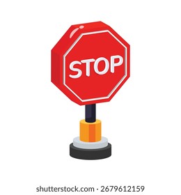 Un práctico icono de estilo 2d de señal de stop en negrita