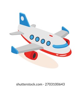 Icono práctico de estilo 2d del avión de pasajeros en el aire