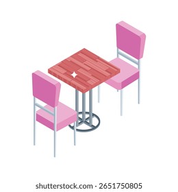 Handy 3d style icon of casual cafe sitting setup