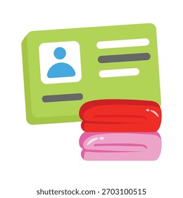 A handy 3d style icon featuring laundry card with folded clothes