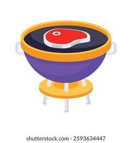 A handy 3d style icon of grill steak