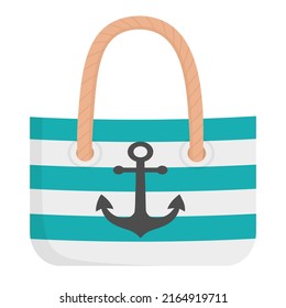 A handy bag for going to the beach or shopping. Doodle flat clipart. All objects are repainted.