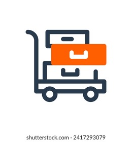 Handy Baggage Cart at Terminal Vector Icon Illustration