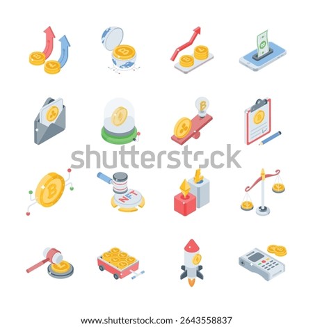 Handy bundle of data backup and database isometric style icons