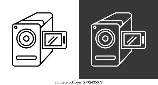 Handy Cam Black And White Icon Set Collection Pack Vector Illustration