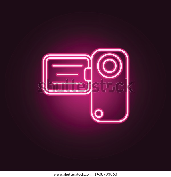 Handy Cam Neon Icon Elements Turizm Stock Vector Royalty Free