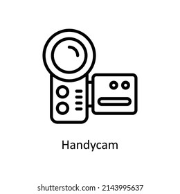 Handy cam vector outline icon for web isolated on white background EPS 10 file
