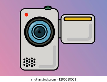 Handy camera on a gradient colored background