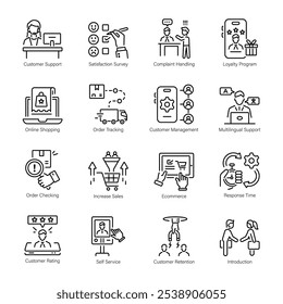 Handy Collection of Customer Service Line Icons 

