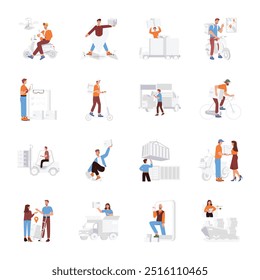 Handy Collection of Delivery Service Flat Illustrations  

