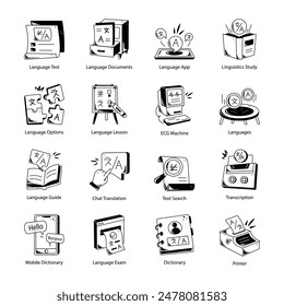 Handy Collection of Linguistics Doodle Icons

