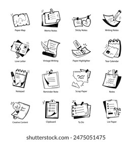 Handy Collection of Papers Doodle Icons 

