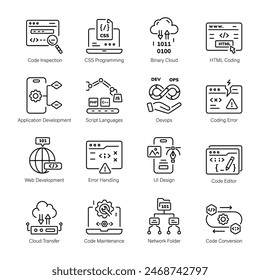 Handy Collection of Programming Components Linear Icons 

