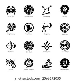 Handy Collection of Zodiac Glyph Icons

