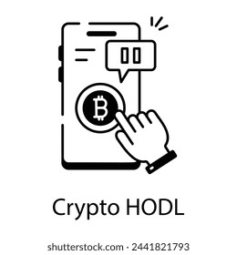 Mano de iconos lineales de criptomoneda 

