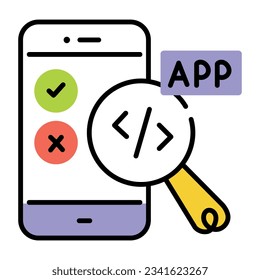 Icono de doodle práctico para pruebas de aplicaciones  