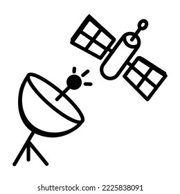 A handy doodle icon of artificial satellite