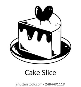 A handy doodle icon of cake slice 
