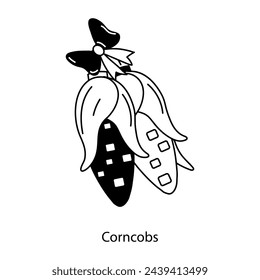 Handy doodle icon of corncobs 