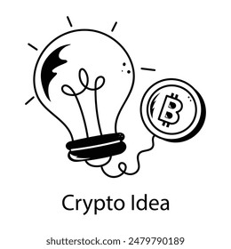 Práctico doodle icono de una idea criptográfica 