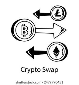 Handy doodle icon depicting crypto swap 