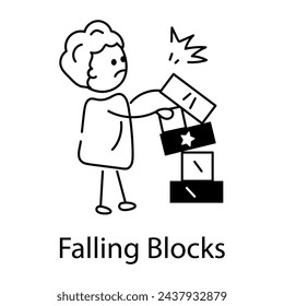 Handy doodle icon depicting falling blocks 