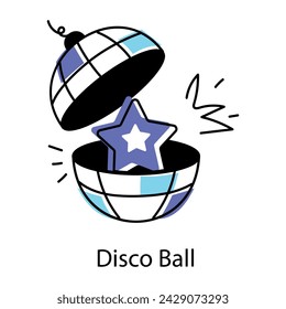 A handy doodle icon of disco ball