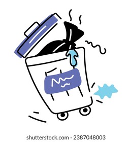 Icono de doodle práctico del basurero 