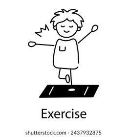 Handy doodle icon of kid doing exercise 