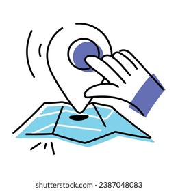 Handy doodle icon of map location 