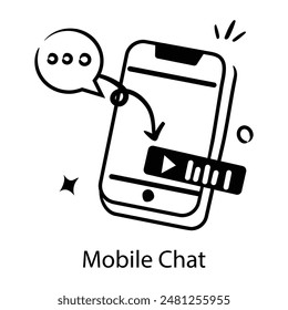Un práctico doodle icono del chat móvil 
