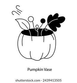 Handy doodle icon of pumpkin vase 