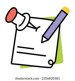 Icono de doodle práctico de notas pegajosas 