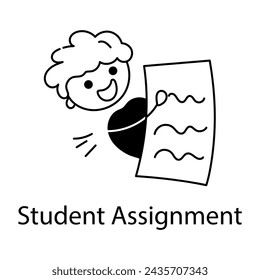 Handy doodle icon of student assignment 