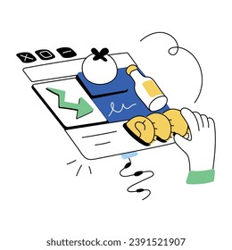 Ilustración práctica de doodle que representa la tienda de comestibles 