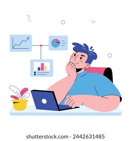 Handy doodle mini illustration of data scientist 