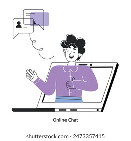 A handy doodle mini illustration of online chat 